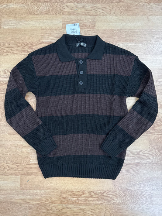 Pullover polo black brown