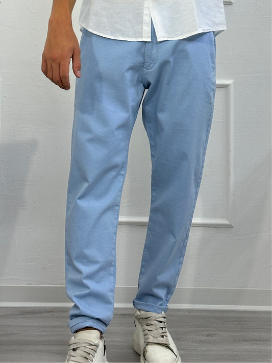 Pantalone tasca America celeste polvere