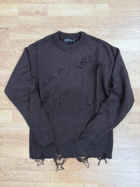 Pullover sfrangiato brown