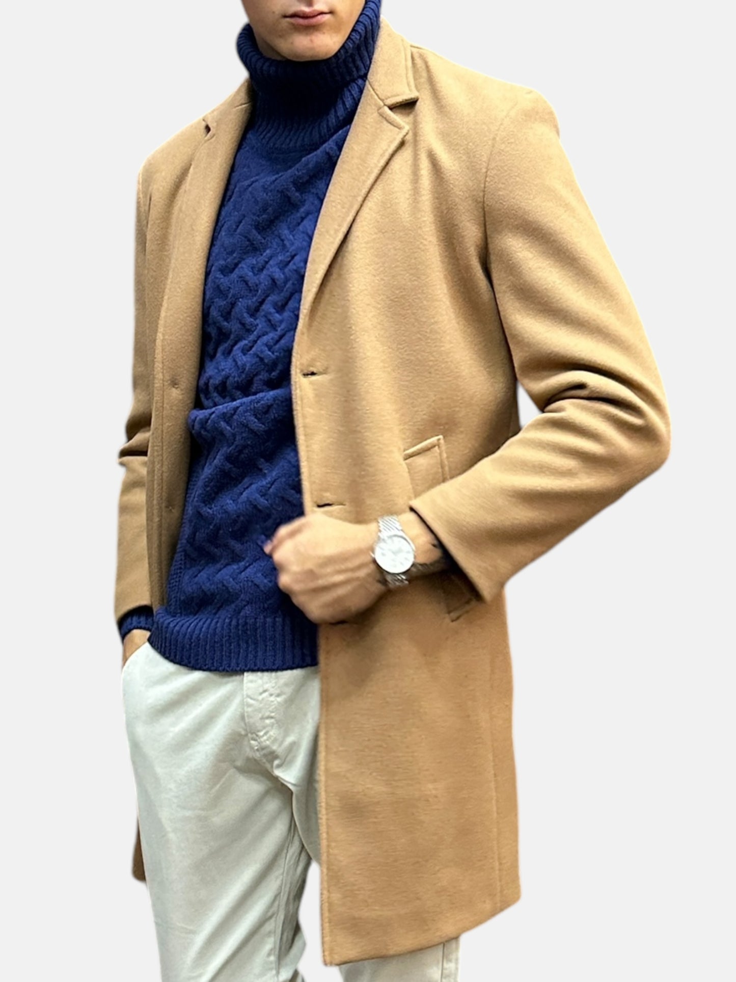 Cappotto slim fit Camel